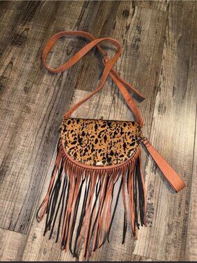 Cato crossbody leopard print fringe bag/purse, western, boho, cowgirl